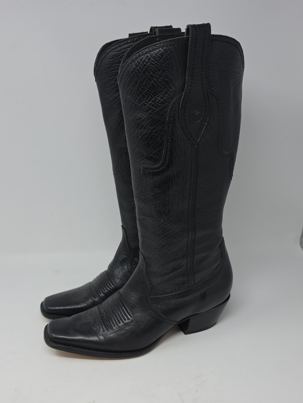 Charlie Horse Sleek Black Western Leather Boots Women's Size 7.5.